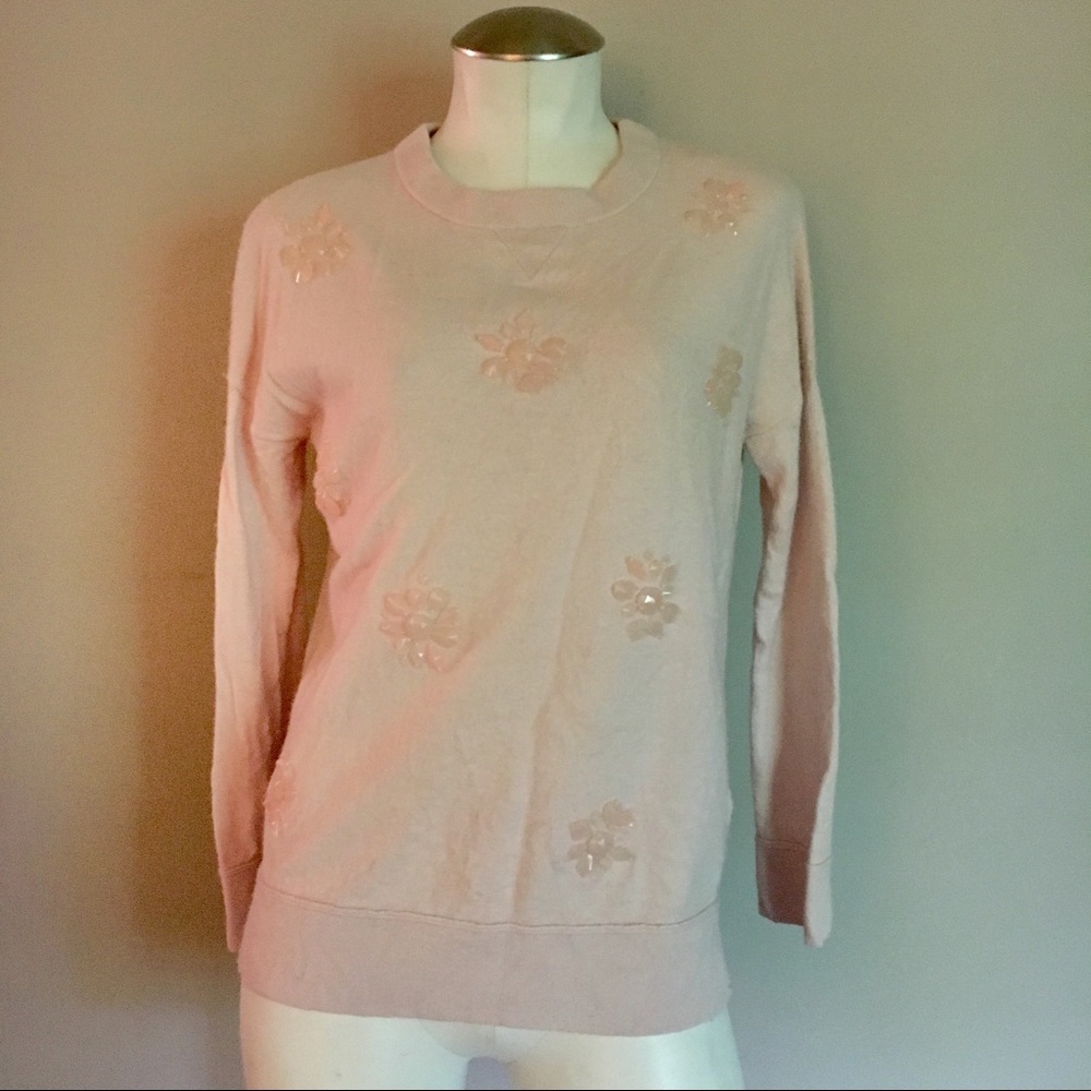 Kate Spade Pink Embellished Crew Neck Sweater